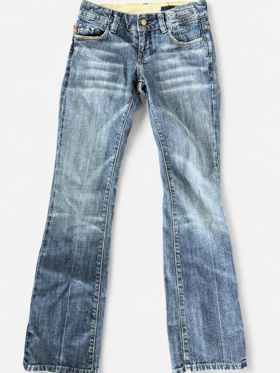 Low-Rise Faded Bootcut Denim