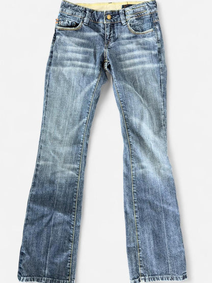 Low-Rise Faded Bootcut Denim