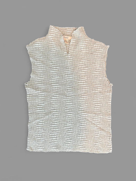 Vintage Plissè Crinkle Sleeveless Top