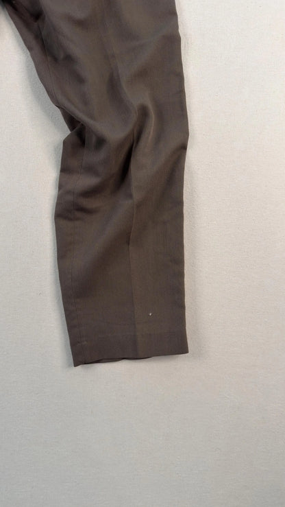 Vintage Brown Pleated Tailored Dress Trousers 32x32 – Minimal Straight Leg Pants
