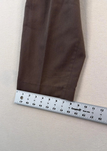 Vintage Brown Pleated Tailored Dress Trousers 32x32 – Minimal Straight Leg Pants
