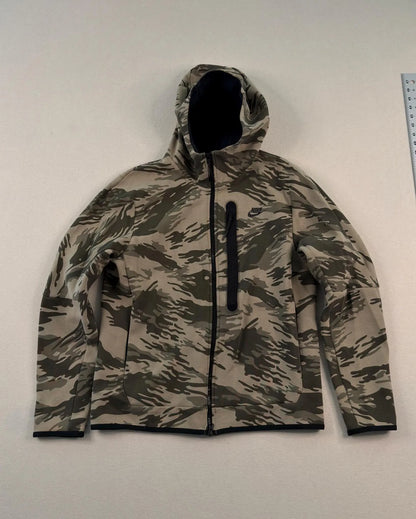 Vintage Nike Tiger Camo Full Zip Hoodie Olive Green Y2K Techwear Streetwear - Men’s Medium