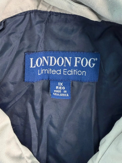 Vintage London Fog Navy Lightweight Jacket XL | Beige Collar Minimal Classic Zip Coat