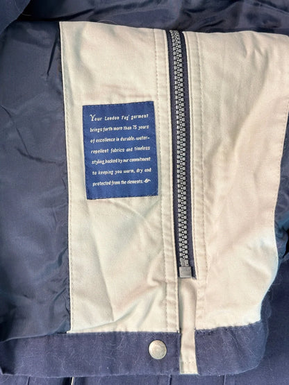 Vintage London Fog Navy Lightweight Jacket XL | Beige Collar Minimal Classic Zip Coat