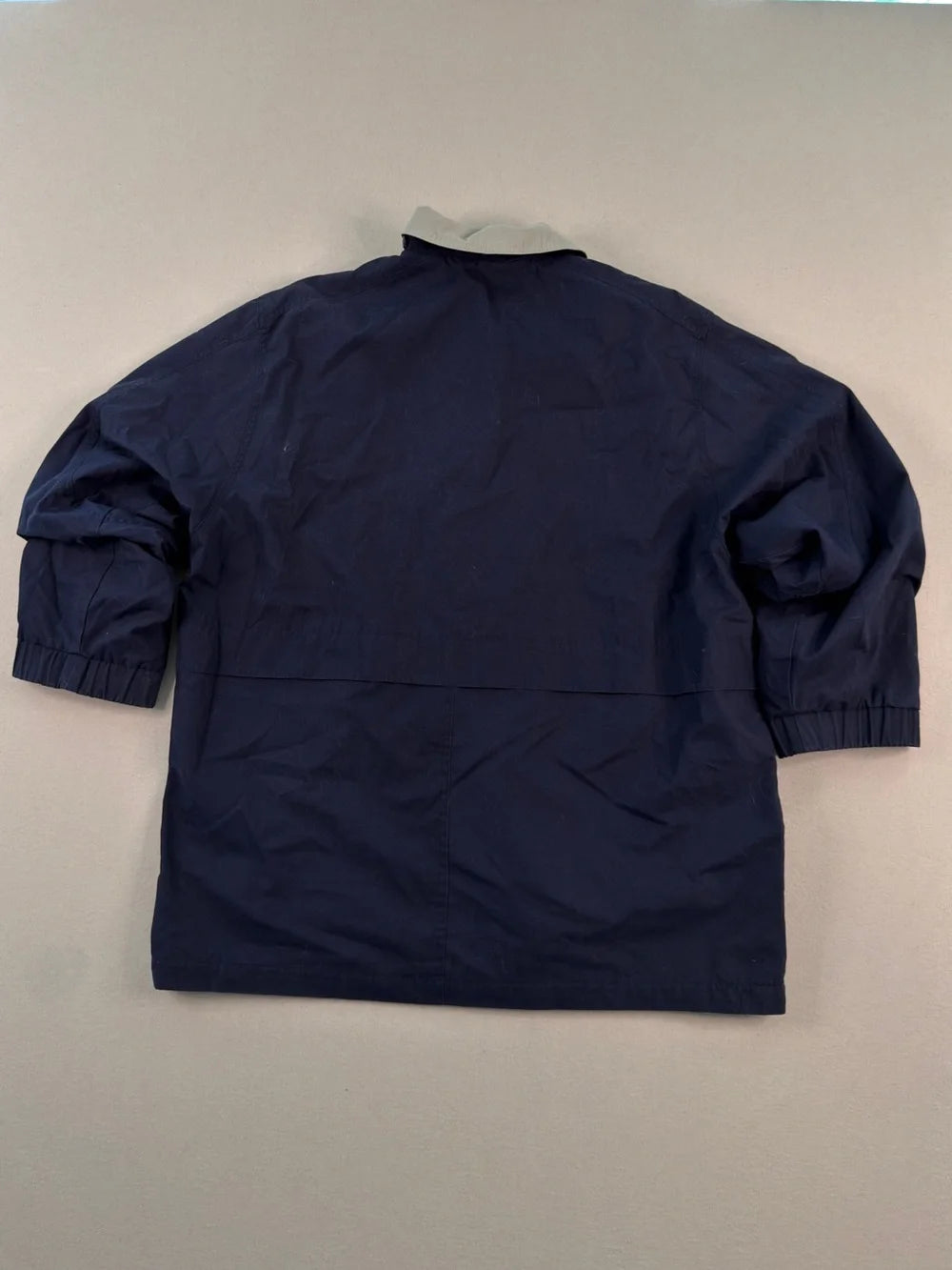 Vintage London Fog Navy Lightweight Jacket XL | Beige Collar Minimal Classic Zip Coat