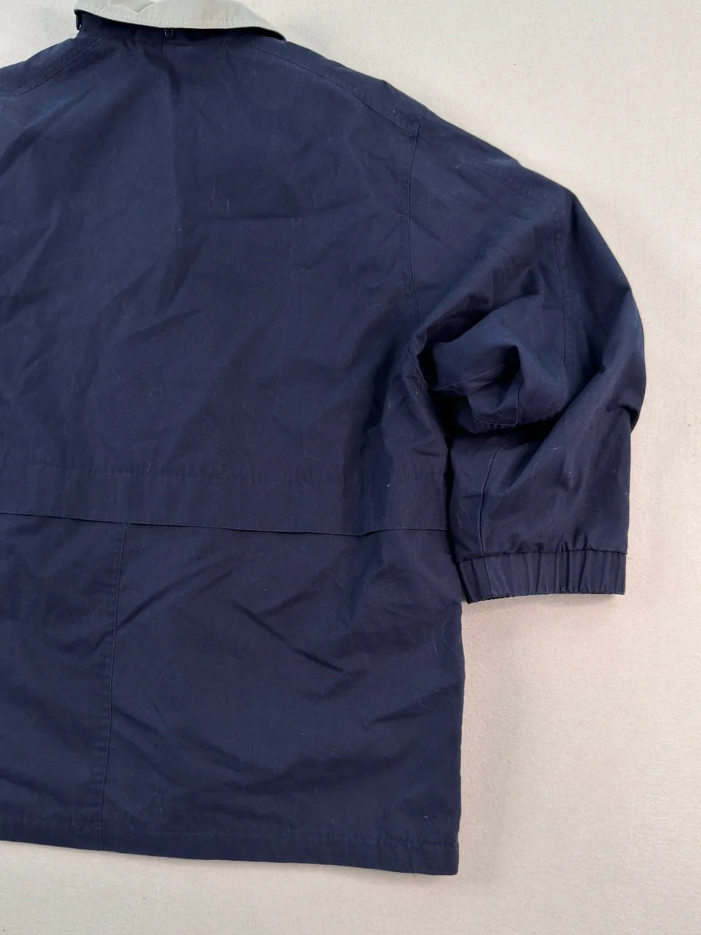 Vintage London Fog Navy Lightweight Jacket XL | Beige Collar Minimal Classic Zip Coat