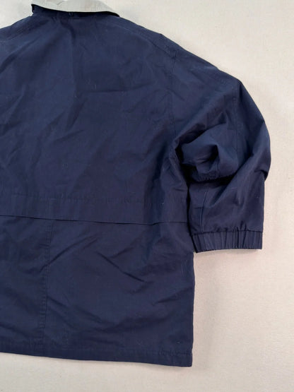 Vintage London Fog Navy Lightweight Jacket XL | Beige Collar Minimal Classic Zip Coat