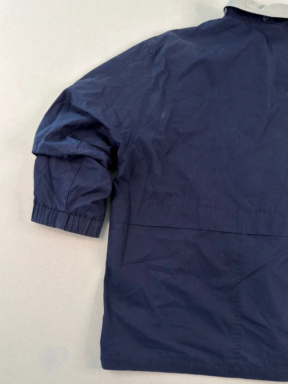 Vintage London Fog Navy Lightweight Jacket XL | Beige Collar Minimal Classic Zip Coat