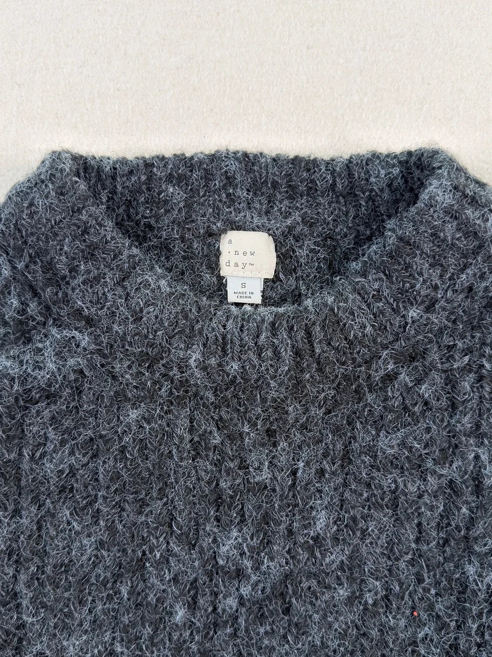 A New Day Charcoal Fuzzy Cropped Sweater – Soft Balloon Sleeve Knit Pullover