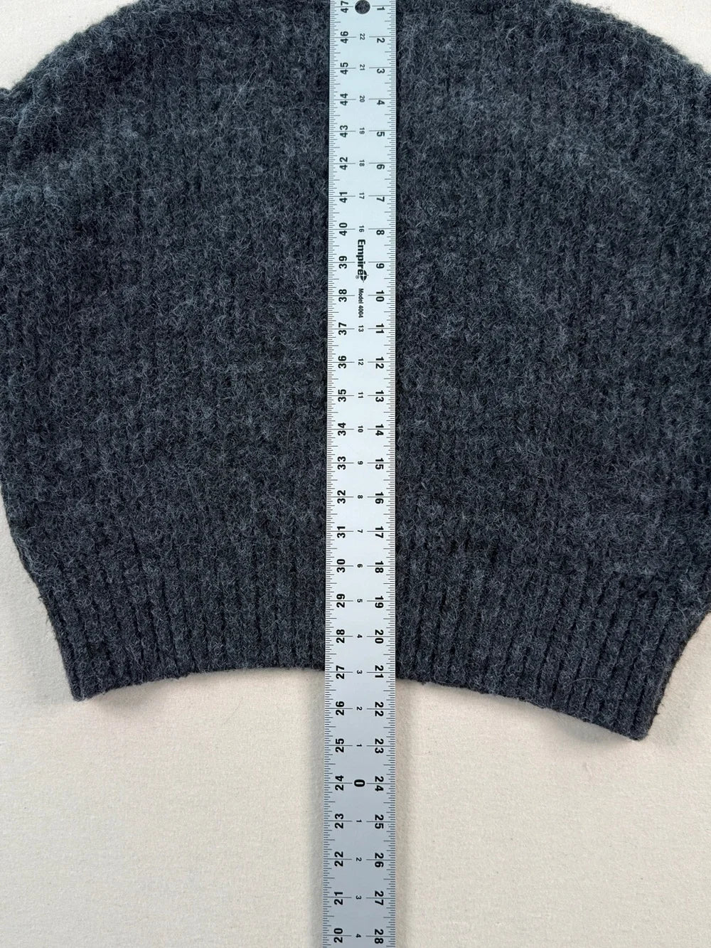 A New Day Charcoal Fuzzy Cropped Sweater – Soft Balloon Sleeve Knit Pullover