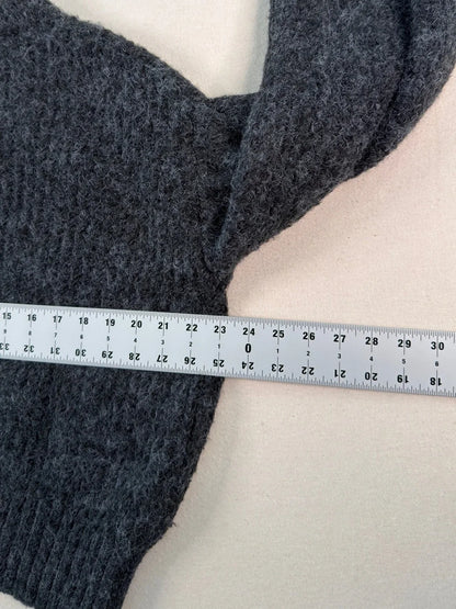 A New Day Charcoal Fuzzy Cropped Sweater – Soft Balloon Sleeve Knit Pullover