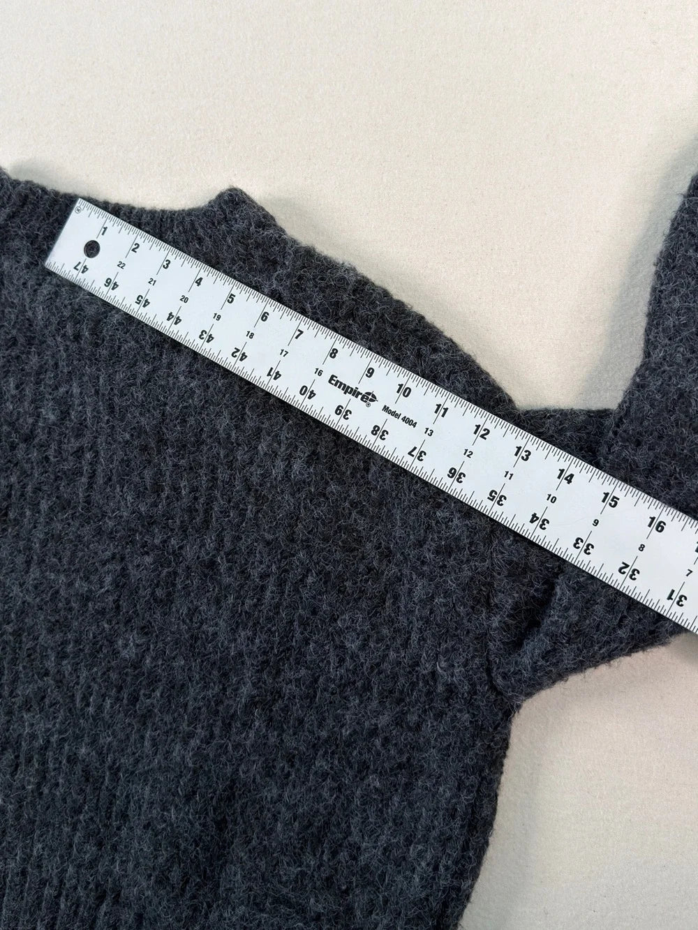 A New Day Charcoal Fuzzy Cropped Sweater – Soft Balloon Sleeve Knit Pullover
