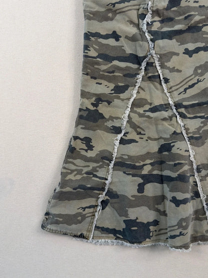 Mudd Y2K Camo Mermaid Maxi Skirt Size 10 | Low Rise Distressed Grunge Streetwear