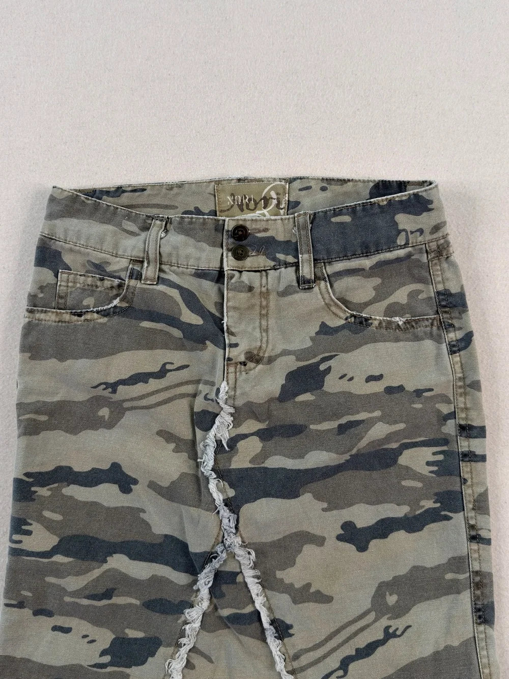 Mudd Y2K Camo Mermaid Maxi Skirt Size 10 | Low Rise Distressed Grunge Streetwear