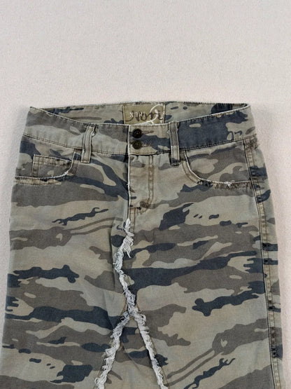 Mudd Y2K Camo Mermaid Maxi Skirt Size 10 | Low Rise Distressed Grunge Streetwear