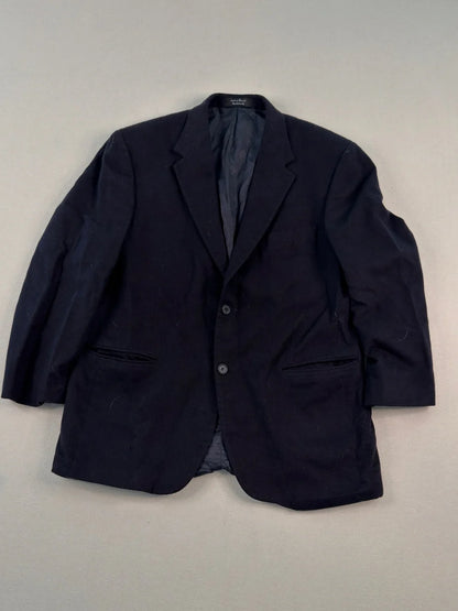Vintage Gianfranco Ruffini Italy Black Wool Blazer Jacket 44R XL Quiet Luxury Minimalist