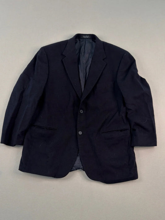 Vintage Gianfranco Ruffini Italy Black Wool Blazer Jacket 44R XL Quiet Luxury Minimalist