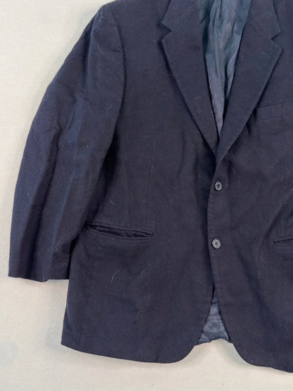 Vintage Gianfranco Ruffini Italy Black Wool Blazer Jacket 44R XL Quiet Luxury Minimalist