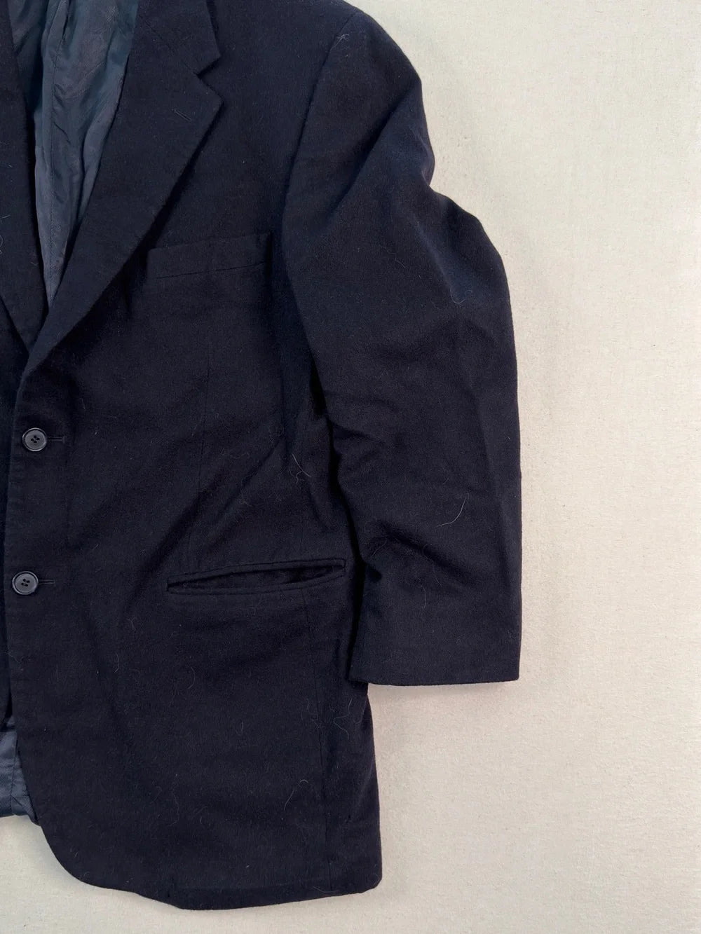 Vintage Gianfranco Ruffini Italy Black Wool Blazer Jacket 44R XL Quiet Luxury Minimalist