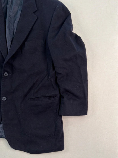Vintage Gianfranco Ruffini Italy Black Wool Blazer Jacket 44R XL Quiet Luxury Minimalist