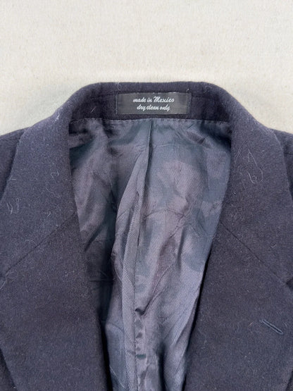 Vintage Gianfranco Ruffini Italy Black Wool Blazer Jacket 44R XL Quiet Luxury Minimalist