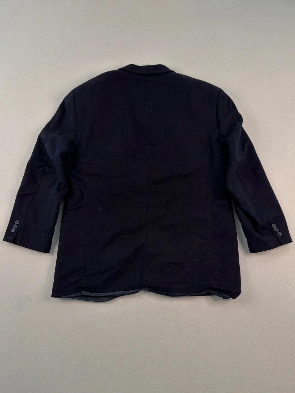 Vintage Gianfranco Ruffini Italy Black Wool Blazer Jacket 44R XL Quiet Luxury Minimalist