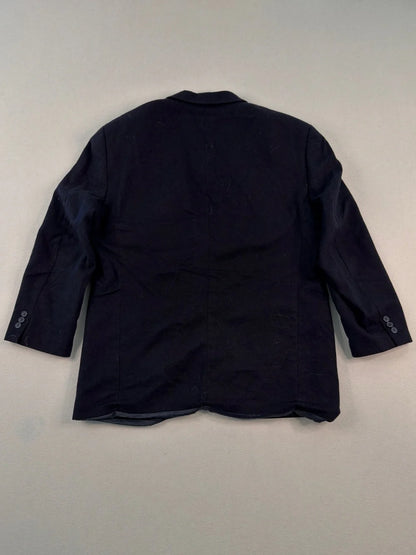 Vintage Gianfranco Ruffini Italy Black Wool Blazer Jacket 44R XL Quiet Luxury Minimalist