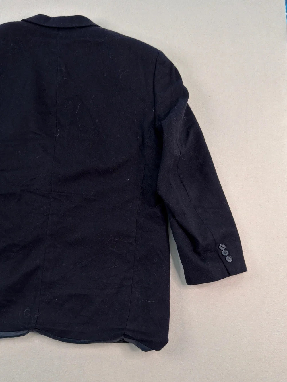 Vintage Gianfranco Ruffini Italy Black Wool Blazer Jacket 44R XL Quiet Luxury Minimalist