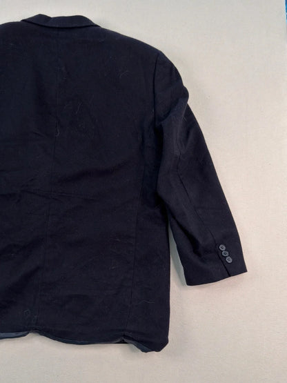 Vintage Gianfranco Ruffini Italy Black Wool Blazer Jacket 44R XL Quiet Luxury Minimalist