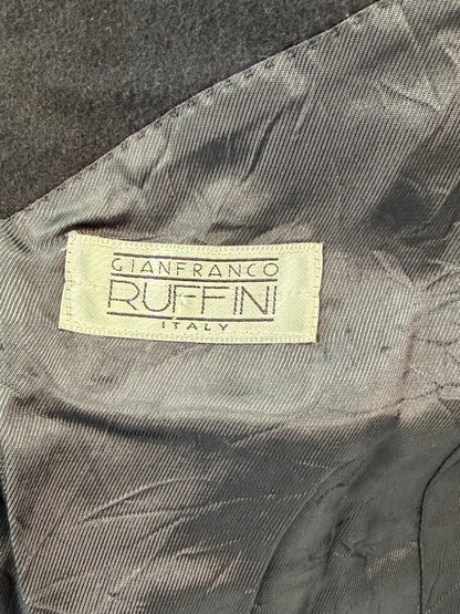Vintage Gianfranco Ruffini Italy Black Wool Blazer Jacket 44R XL Quiet Luxury Minimalist